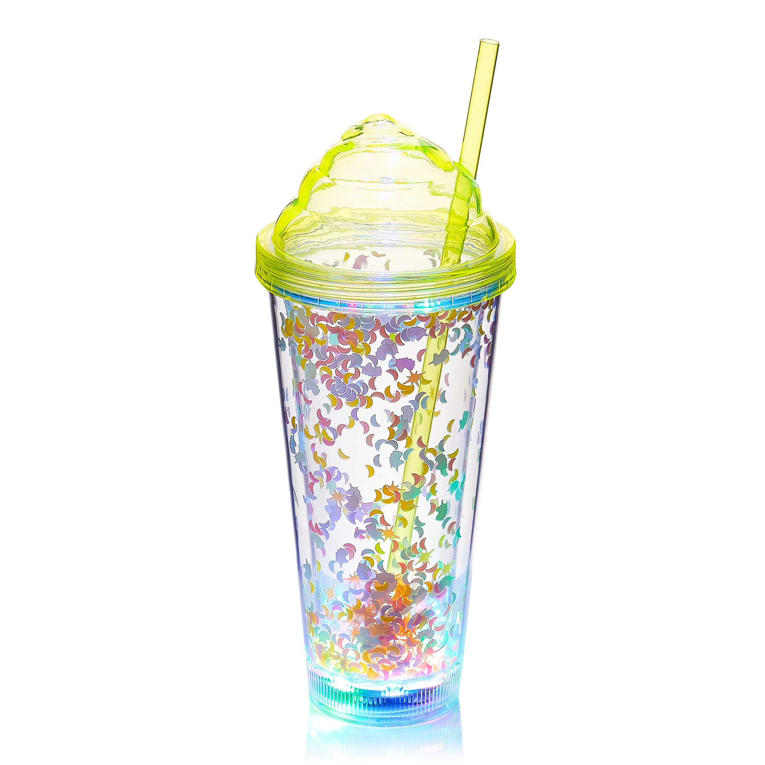 Ultra 1 Ice Cream Swirl LED Flashing Plastic Drinking Glasses LED Light Bar Water Glasses Plastic Tumblers Adults Children Beer Glass Cocktail Glass Light Up Glasses Drinking Disco One Pint Tumbler