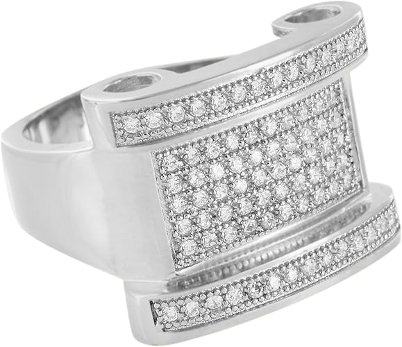 Master Of Bling Mens Engagement Wedding Ring Stainless Steel Lab Created Diamond White Finish Amazon Com