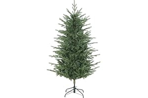 HOMCOM 5 ft Artificial Christmas Tree with 1186 Dense Realistic Branches, Full Ponderosa Fir Holidy Decor, Hinged Xmas Tree w