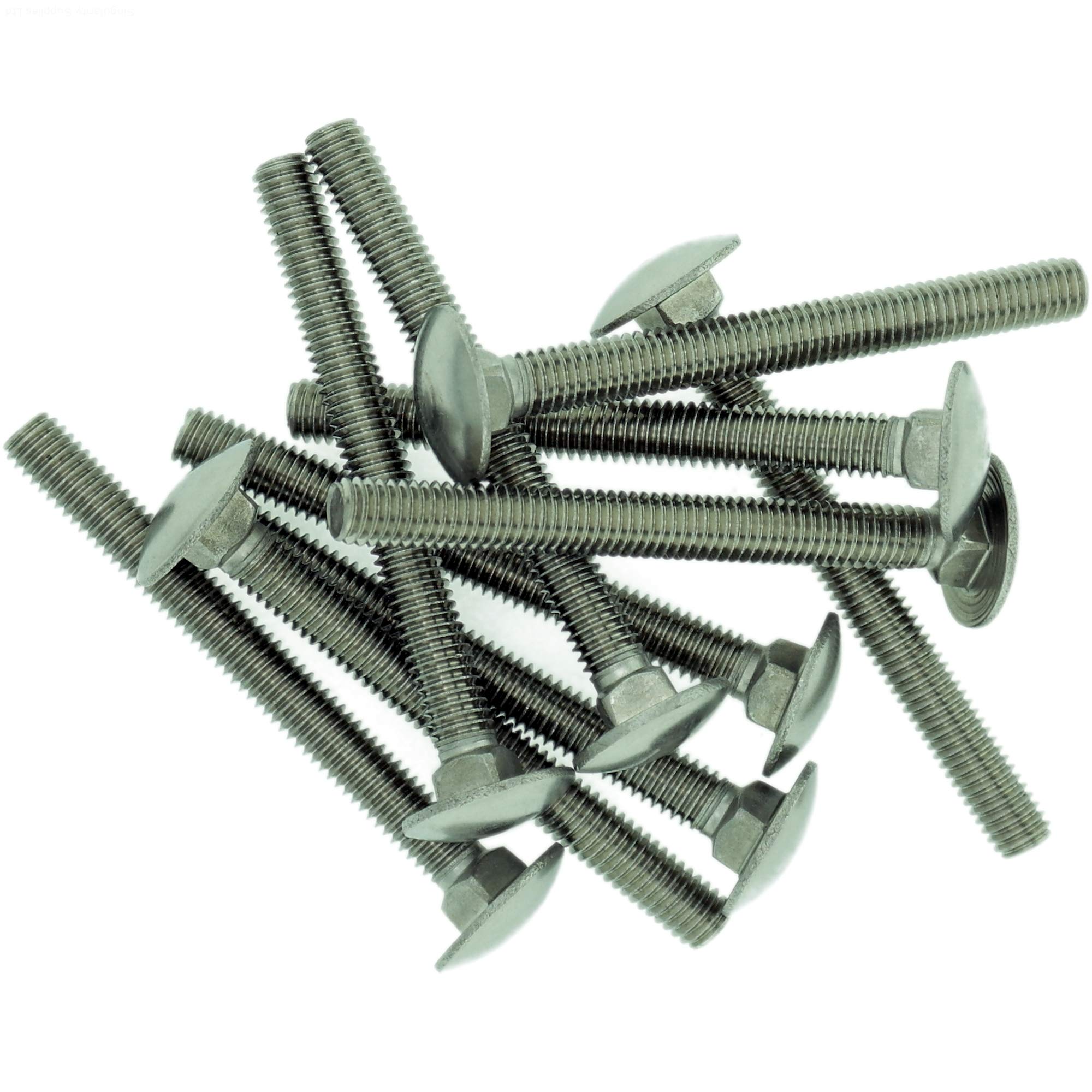 M10 (10mm x 30mm) Cup Square Carriage Bolt (Fully Threaded) - Stainless Steel (A2) (Pack of 10)
