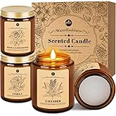 WarmEmbrace Lavender Candles, 4-Pack Scented Candle Set for Women, 7.6 oz Natural Organic Soy Wax in Glass Jar, 160 Hours Long-Lasting Burn, Perfect for Christmas Friend Birthday Gifting (4 Fragrance)