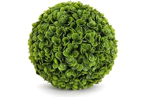 3rd Street Inn Large Jasper Topiary Ball - Artificial Plant Set - Indoor/Outdoor Wedding Party Decor - Faux Foliage Garden Sphere - Tree and Bush Substitute (15")