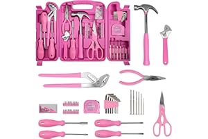 ANXTECH Pink Tool Set for Women, 136-Piece Household Small Tool Set, Toolbox Storage for Home Repairs, Portable Hand Tool Kit for Home Car College