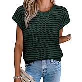 EVALESS Women's Sweater Vest Striped Pullover Tank Top Round Neck Cap Sleeve Lightweight 2025 Summer Casual Clothes