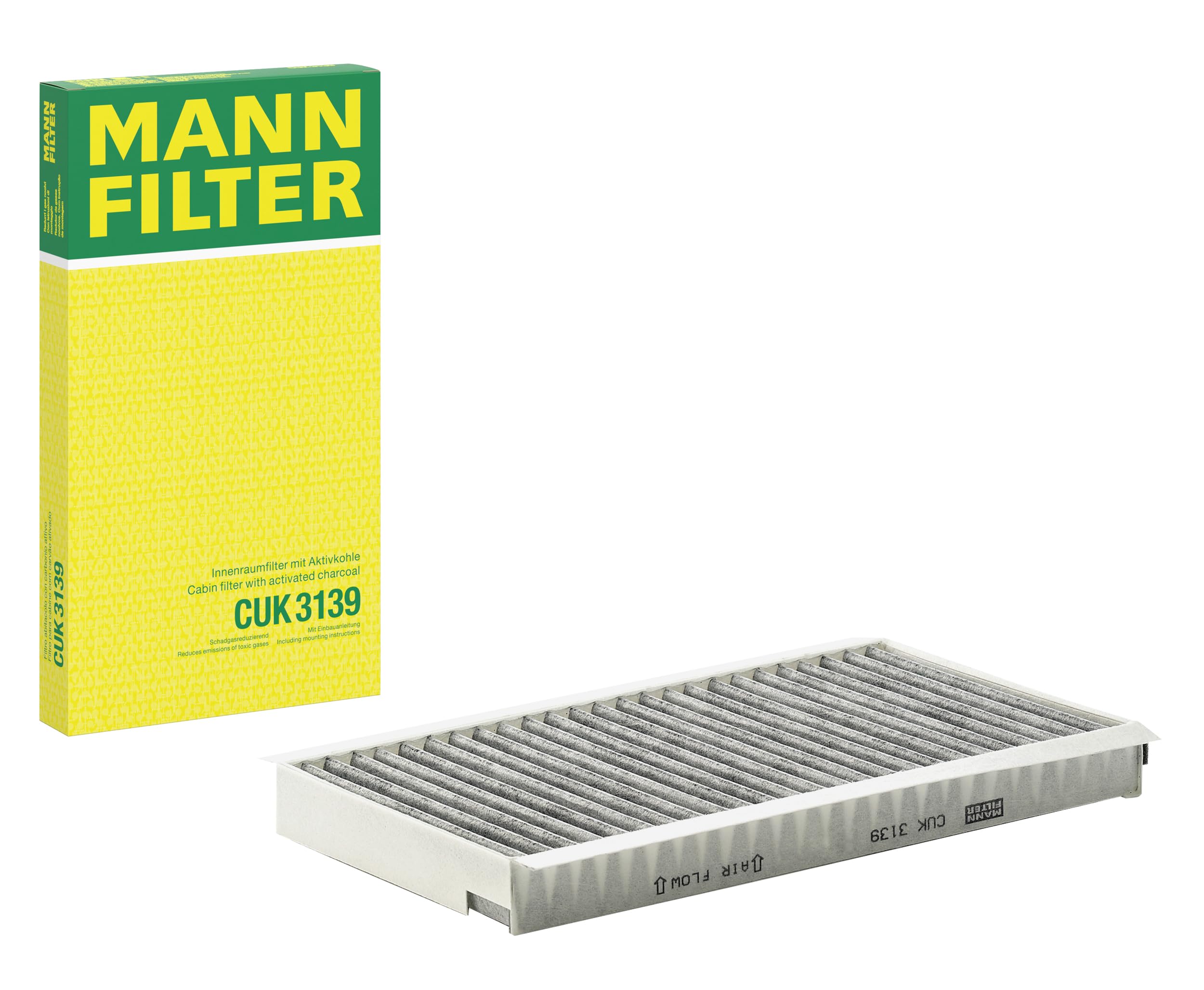 MANN-FILTER CUK 3139 Cabin Air Filter - Pollen Filter with Activated Carbon - for Cars + Transporters