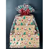 shareluck 24" x 30" Christmas Cellophane Gift Bags Large Holiday Gift WrapClear Gift Basket Wrapping Plastic - 2.5MIl Thicker Clear Basktes bags Large- Cello Bags (10 Pcs)