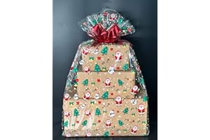 shareluck 24" x 30" Christmas Cellophane Gift Bags Large Holiday Gift WrapClear Gift Basket Wrapping Plastic - 2.5MIl Thicker Clear Basktes bags Large- Cello Bags (10 Pcs)