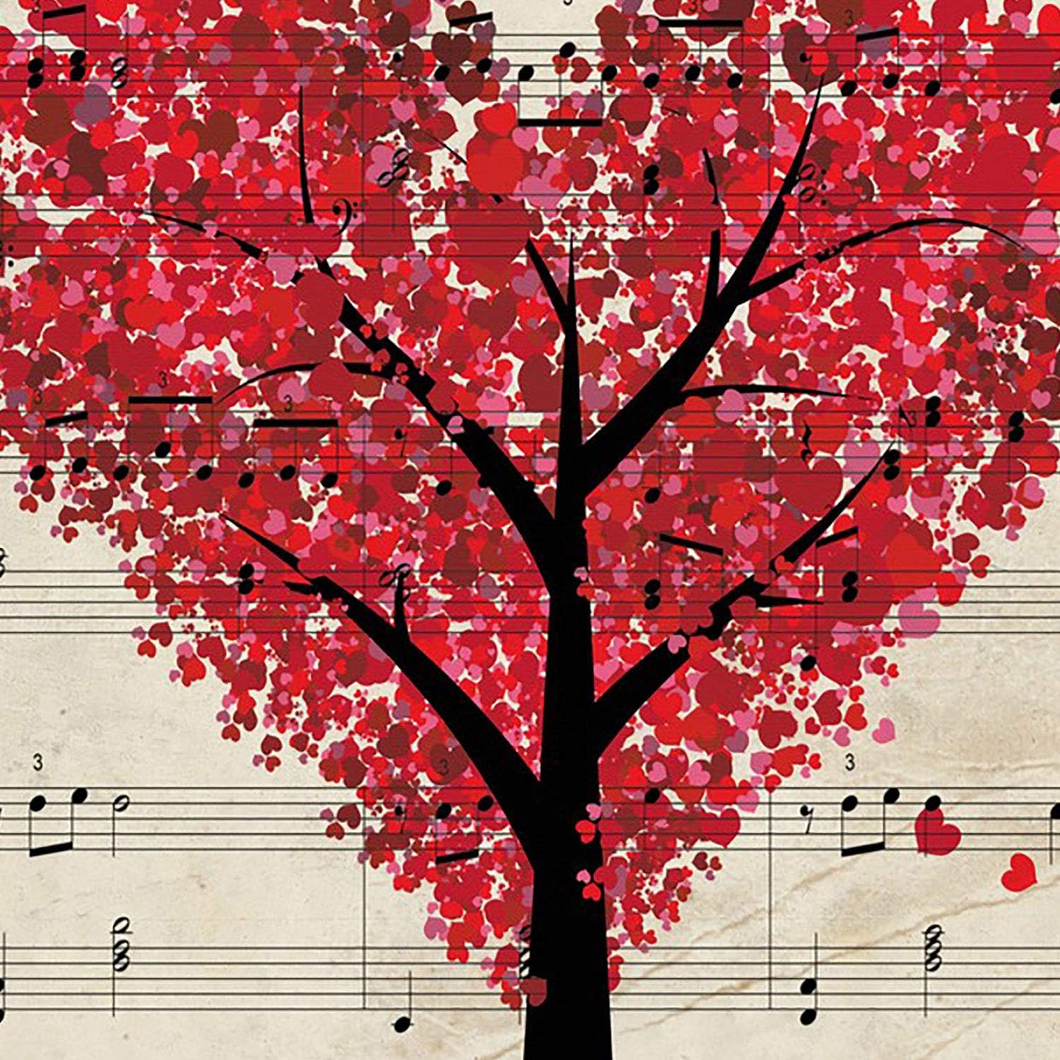Loclic Com Format A3 Illustration De La Musique Ancienne Feuille Nacnic Affiche Imprimer Arbre De Coeur Scores Vintage Parfait Pour Les Amateurs De Musique Cuisine Et Maison Tableaux Posters Et Arts