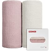 GLLQUEN BABY Muslin Swaddle Blankets for Girls, 2-Pack Organic Baby Blankets for Girl Boy, Newborn Receiving Blanket, Baby Swaddle Blanket Unisex, Baby Essentials, Registry & Gift, 40 x 38 inches