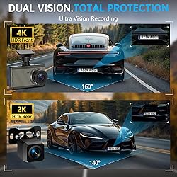 NICEWIN Dash Cam Front and Rear - 4K Ultra HD Dual