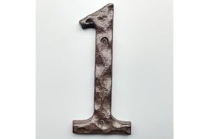 JERRYBABY 5 Inch House Numbers for Outside-Cast Iron Metal Home Address Number/Heavy Duty & Sturdy Unique Hammered Look/Number 1