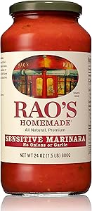 Rao's Homemade Tomato Sauce, Sensitive Formula, 24 oz, Pasta Sauce, Carb Conscious, Keto Friendly, All Natural, Premium Quali