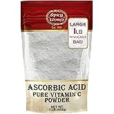 Spicy World Ascorbic Acid 1 LB Bulk Bag - Pure Vitamin C Powder - 100% Pure, Food Grade, Can be Used for Canning, Fruit, Pools - USP Grade