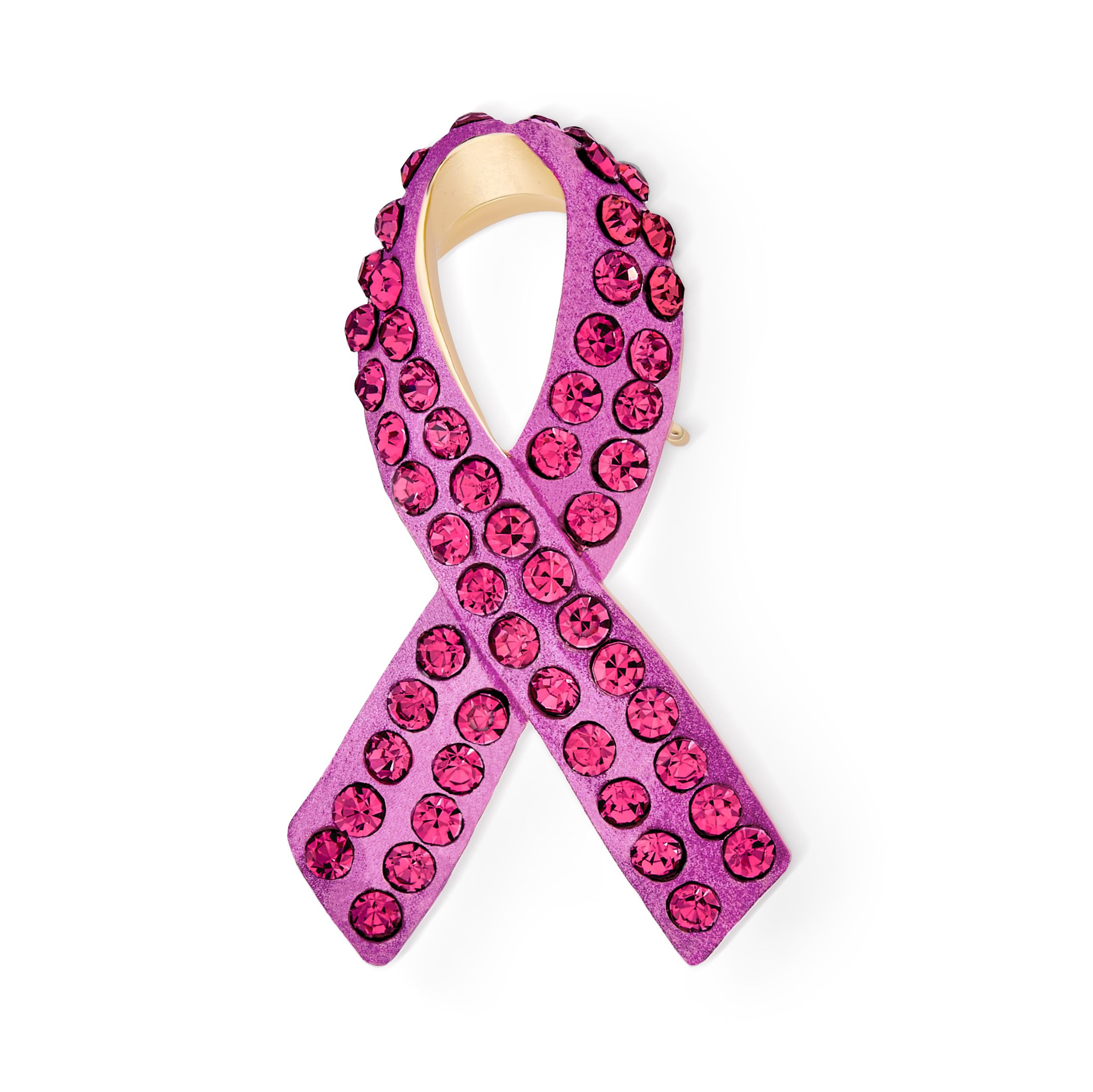 Purple Ribbon Pancreatic Cancer Survivor Crystal Brooch Pin - Elegant Enamel Design - Silver Plated Accent - Inspirational Accessory for Women