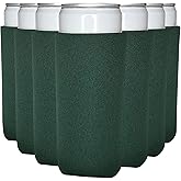 TahoeBay Blank Beer Can Cooler Sleeves (8-Pack) Bulk Sublimation Blanks for Vinyl Plain Soft Foam Can Sleeves Coolers for Soda Cans & Bottles Black, White, Solid Color (Hunter Green, Slim 12oz)