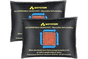 WEYSTOM 500g x 2 Packs Rechargeable Desiccant - Advanced Aramid Non-Woven Dehumidifier Bags for Gun Safes and Cars - Toxic-Free Orange Desiccant Packs with Transparent Indicator Window