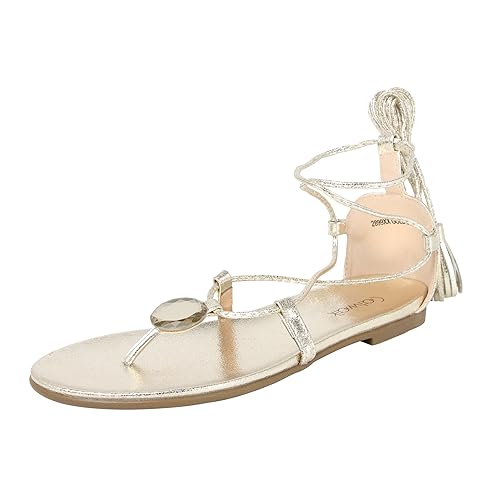 gold ankle tie sandals