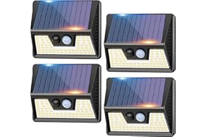 vighep 4 Pack Solar Motion Lights Outdoor, Waterproof Fence Lights Solar Powered with 3 Lighting Mode, Cold White LED Step Light for Outside Wall Yard Deck Stairs Garden - Black