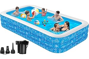 RUANSZZ Extra Large Inflatable Pool, 130" x 72" x 22" Full-Sized Blow Up with Pump for Summer Water Party, Thickened Swimming Pool for Family, Garden, Backyard, Indoor Outdoor