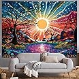 Serborlur Tree of Life Tapestry Trippy Sun Forest Tapestries Colorful Starry Sky Tapestries Hippie Nature Landscape Wall Tapestry Aesthetic Vintage Wall Hanging for Bedroom (51.2" × 59.1")