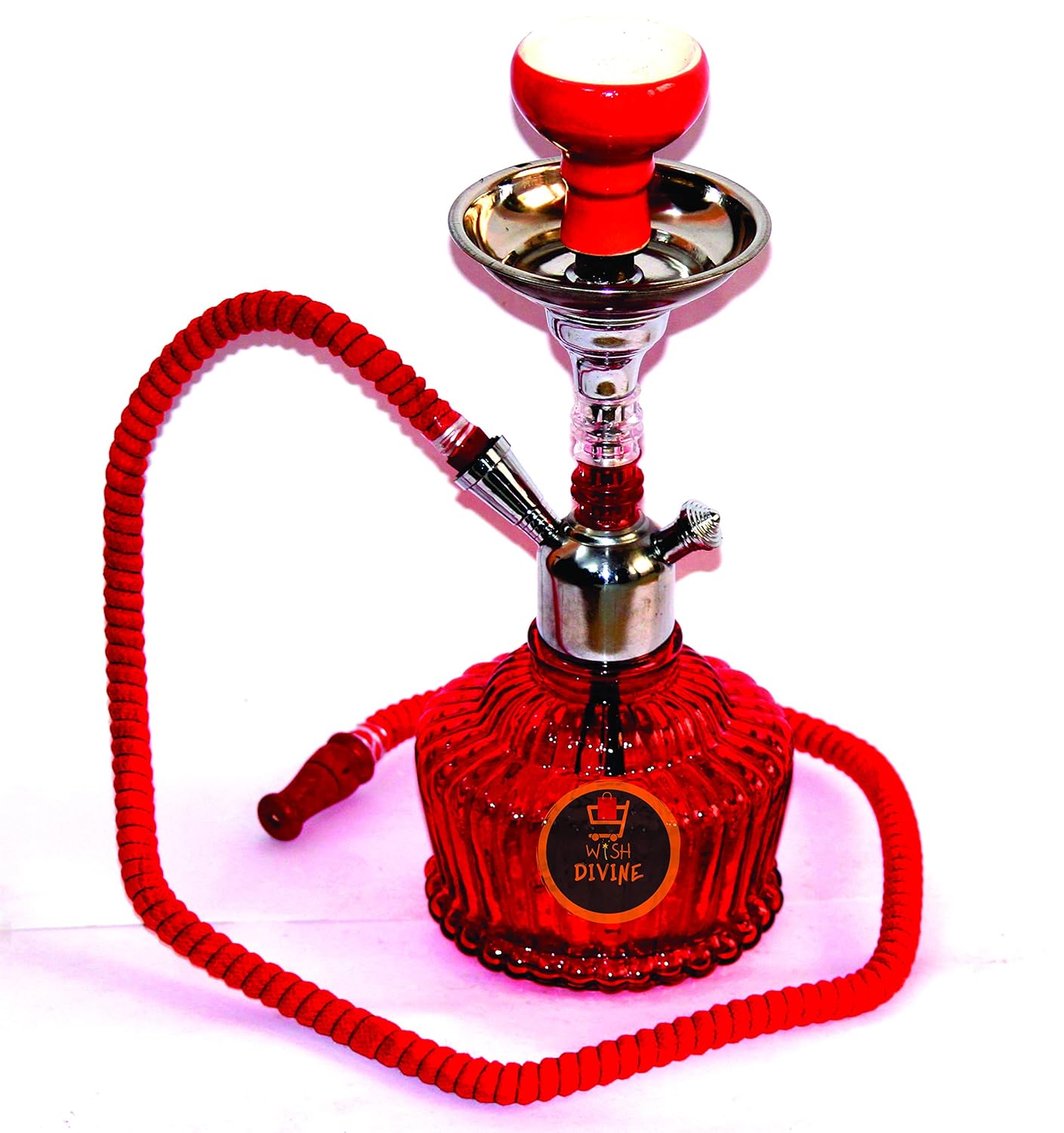 Buy Wish Divine Hookah Pot with Silver Stem (Height 16 Inches, Red) Online at Low Prices in