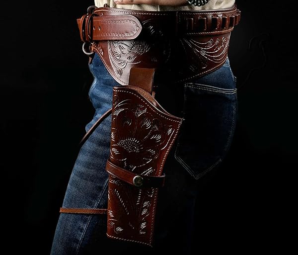 HULARA GENUINE LEATHER WESTERN GUN BELT CONCEALED CARRY GUN HOLSTER BELT FOR MEN WOMEN COWBOY COSTUME REVOLVER HOLSTER PISTOL TACTICAL HOSLTER