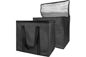 Yalin Set of 2 Large Insulated Collapsible Cooler Bags with Durable Dual Zipper Closure,Reusable Grocery Shopping Bags Keep Food Hot or Cold,Ideal for Instacart,Grocery Transport