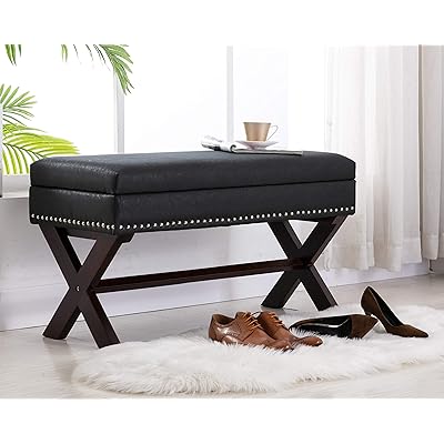 Buy Cimota Bedroom Storage Ottoman Bench Black Pu Leather Upholstered Bed Bench Accent Hallway Bench For End Of Bed Entry Kitchen Dining Room 36 Dx16 Wx20 H Online In Indonesia B08f5cd4yd