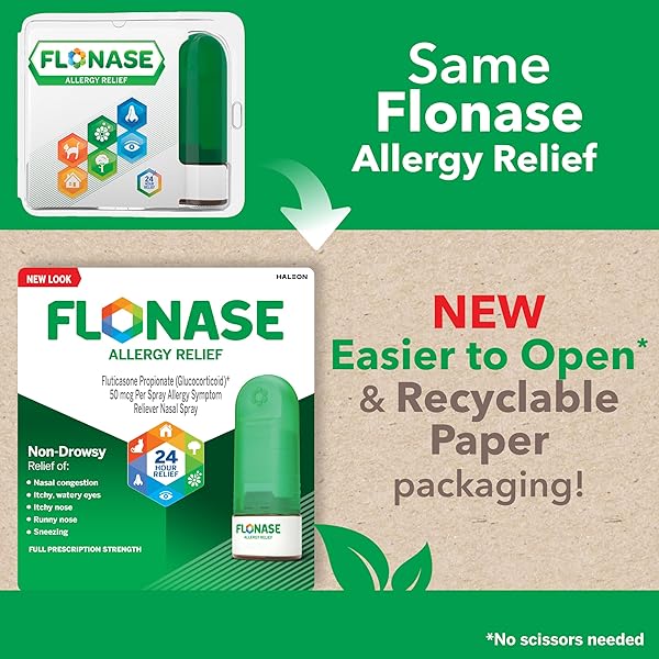 FLONASE ALLERGY RELIEF NASAL SPRAY, 24 HOUR NON DROWSY ALLERGY MEDICINE, METERED NASAL SPRAY – 72 SPRAYS – FALL AND SEASONAL ALLERGY RELIEF