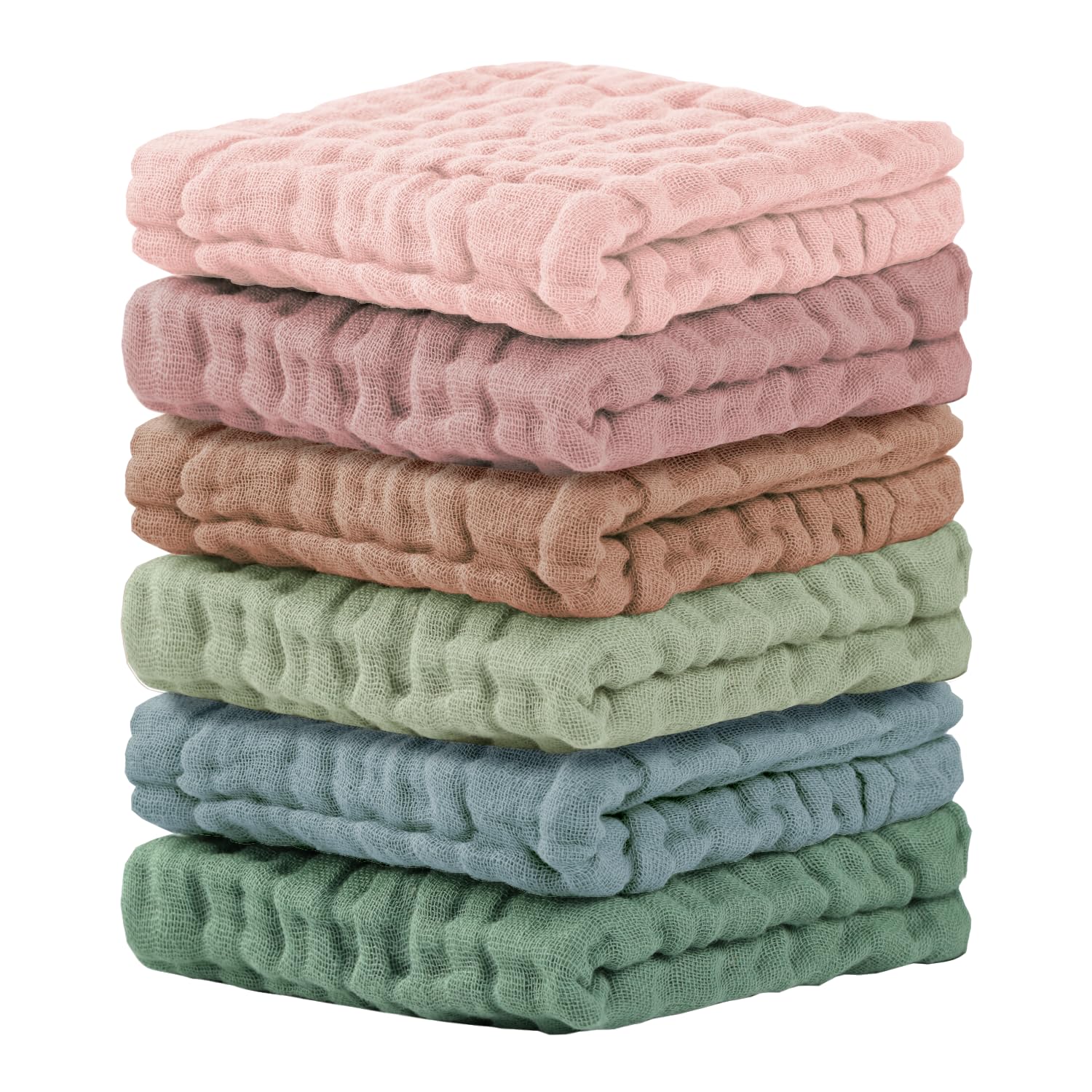 Cuddle Campus Baby Washcloths 6 Packs, Muslin Washcloths Baby,Cotton Burp Cloths, Extra Absorbent and Soft Wash Clothes for Newborns, 12x12 Inches