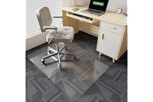 tixpol Chair Mat for Carpet, 36" x 48" Office Chair Mat for Carpeted Floors, Non-Slip Carpet Protector Floor Mat with Grips, Plastic Heavy-Duty Rolling Desk Mat for Home Office and Gaming (Clear)