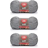 Red Heart Soft Light Gray Heather Yarn - 3 Pack of 113g/4oz - Acrylic - 4 Medium (Worsted) - 256 Yards - Knitting/Crochet