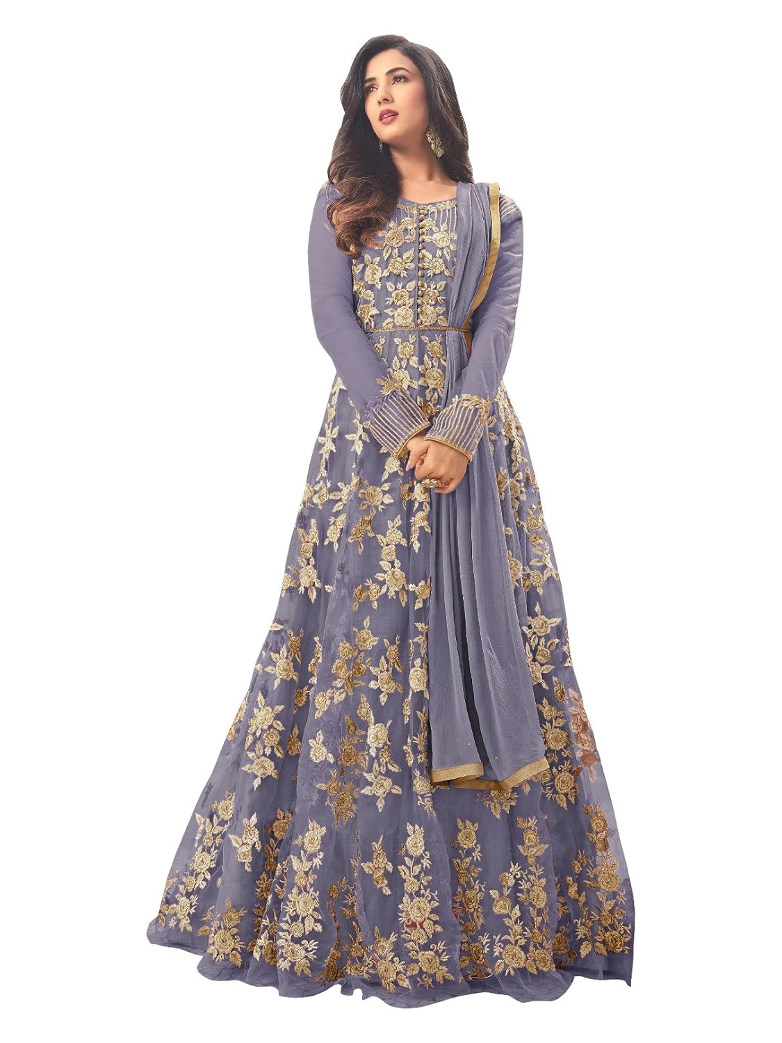 amiira new arrival net embroidered work anarkali gown for party (4807-grey_grey)