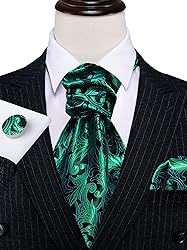 Ailisus Cravat Tie and Lapel Pin Set Mens Green