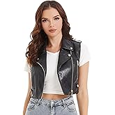 DIASHINY Faux Leather Vest For Women Lapel Sleeveless Moto Slim Fit PU Motorcycle Biker Waistcoat