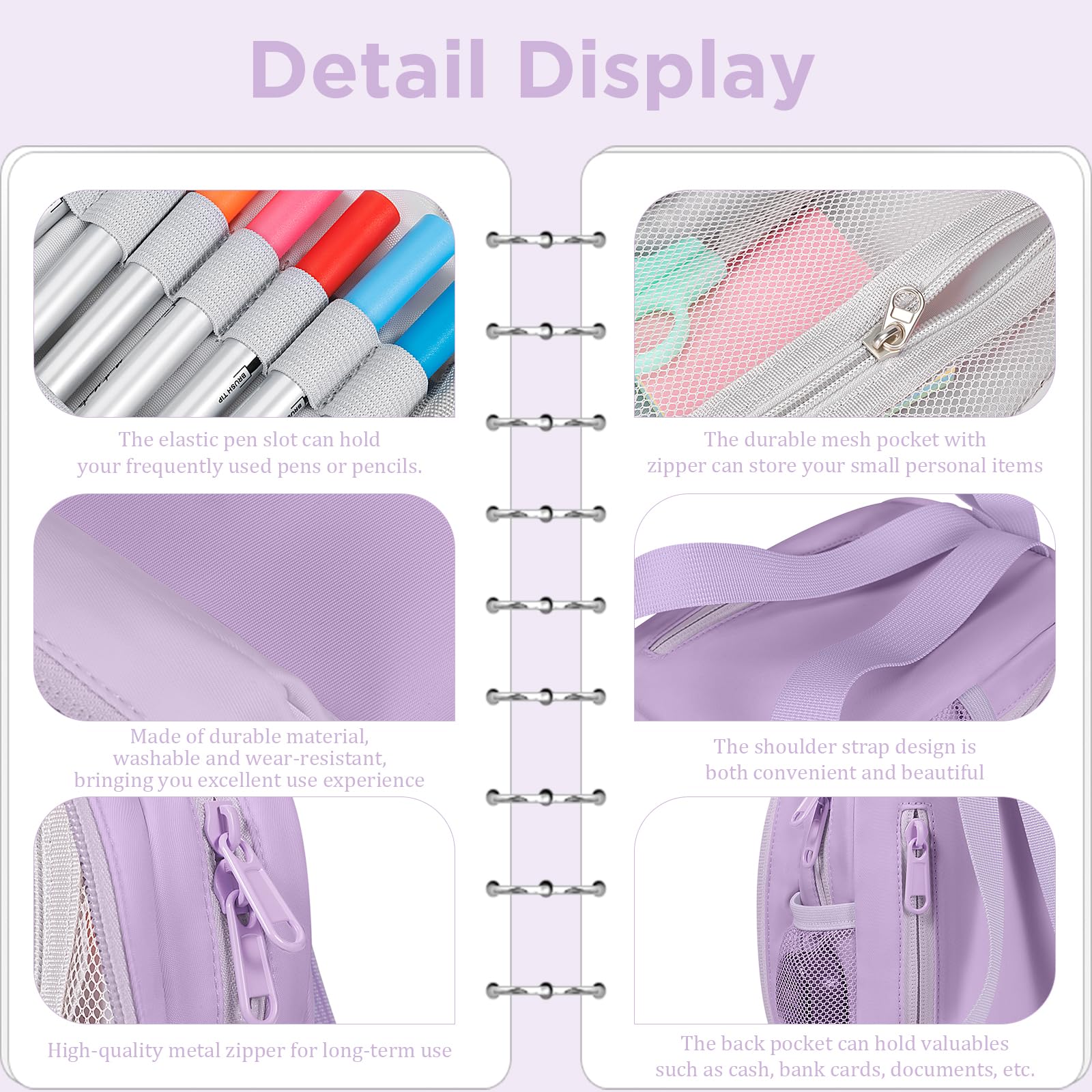 crawing Large Capacity Pencil Case, Mini Backpack Pencil Case, Storage High Capacity Bag Pouch Holder Marker Pen Organizer, for Student, Teen Girls, Adults (Purple)