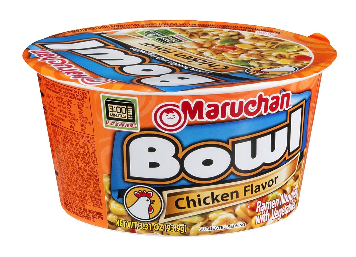 Amazon Com Maruchan Bowl Chicken Flavor Ramen Noodles With Vegetables 3 31 Oz Pack Of 12 Grocery Gourmet Food