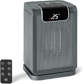 Amazon Basics Space Heater for Indoor Use with PTC Ceramic Technology, 1500W, Remote Control, 70&deg; Oscillation, Digital Display, 5 Heat Modes, 24-Hour Timer, 10-inch, Grey