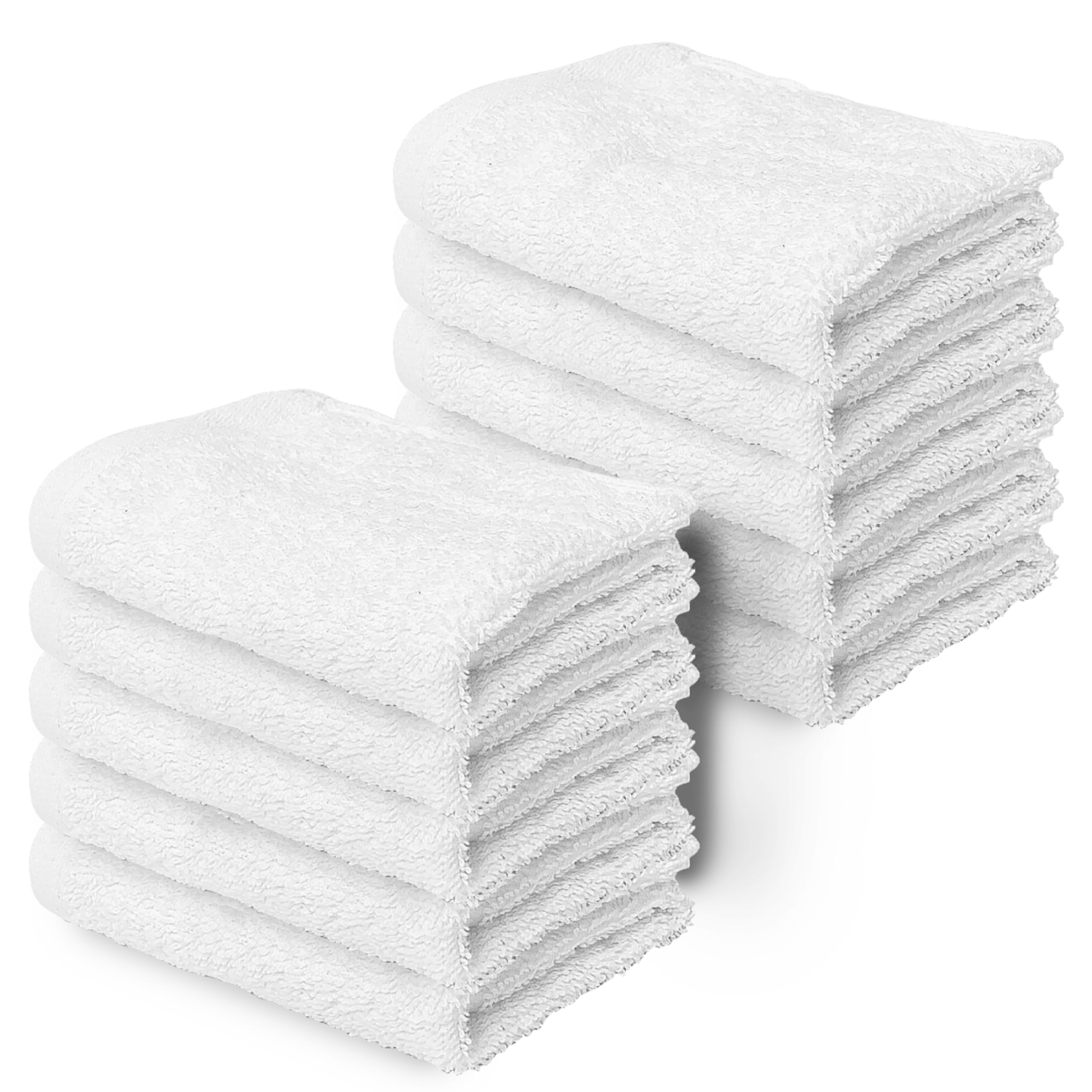 Makooz 10 Pc Face Flannels Pack – 500 GSM 100% Egyptian Cotton Towel Set - Quick Dry and Absorbent Wash Cloth - Easy Drying Kitchen and Bath Flannel for Home Spa and Professional Use (White 30x30 CM)
