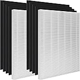 Lhari D360 True HEPA Replacement Filter D3 Compatible with Winix D360 Air Purifier, Item Number 1712-0101-02, 2 H13 True HEPA Filters with 8 Carbon Pre-filters