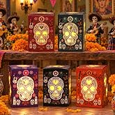 Dia De Los Muertos Decorations, Day of the Dead Candle Holder Boxes, 25PCS | Sugar Skull Luminary Boxes for Merxican Fiesta Table Centerpiece, Home, Altar Ofrenda, Halloween, Party Decor, 4”D, 6”H