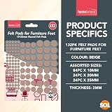 SOL 132pk Felt Pads Furniture Feet Round 10-25mm Self Adhesive 3mm Thick view 6