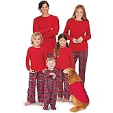 PajamaGram Christmas Pajamas For Family, Stewart Plaid, Women's SM Red