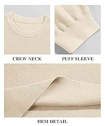 Bodosalia Womens Puff Short Sleeve Sweater Casual