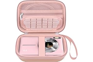 Elonbo Digital Camera Carrying Case for CAMKORY/for toberto/for AiTechny/for VAHOIALD/for IWEUKJLO FHD 1080P Camera, Boys Girls Kids Compact Small Camera Travel Storage Cover Protective Bag,Rose Gold