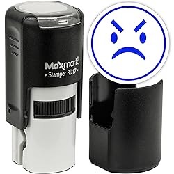 MaxMark Round Self Inking Emoji Stamp - Angry