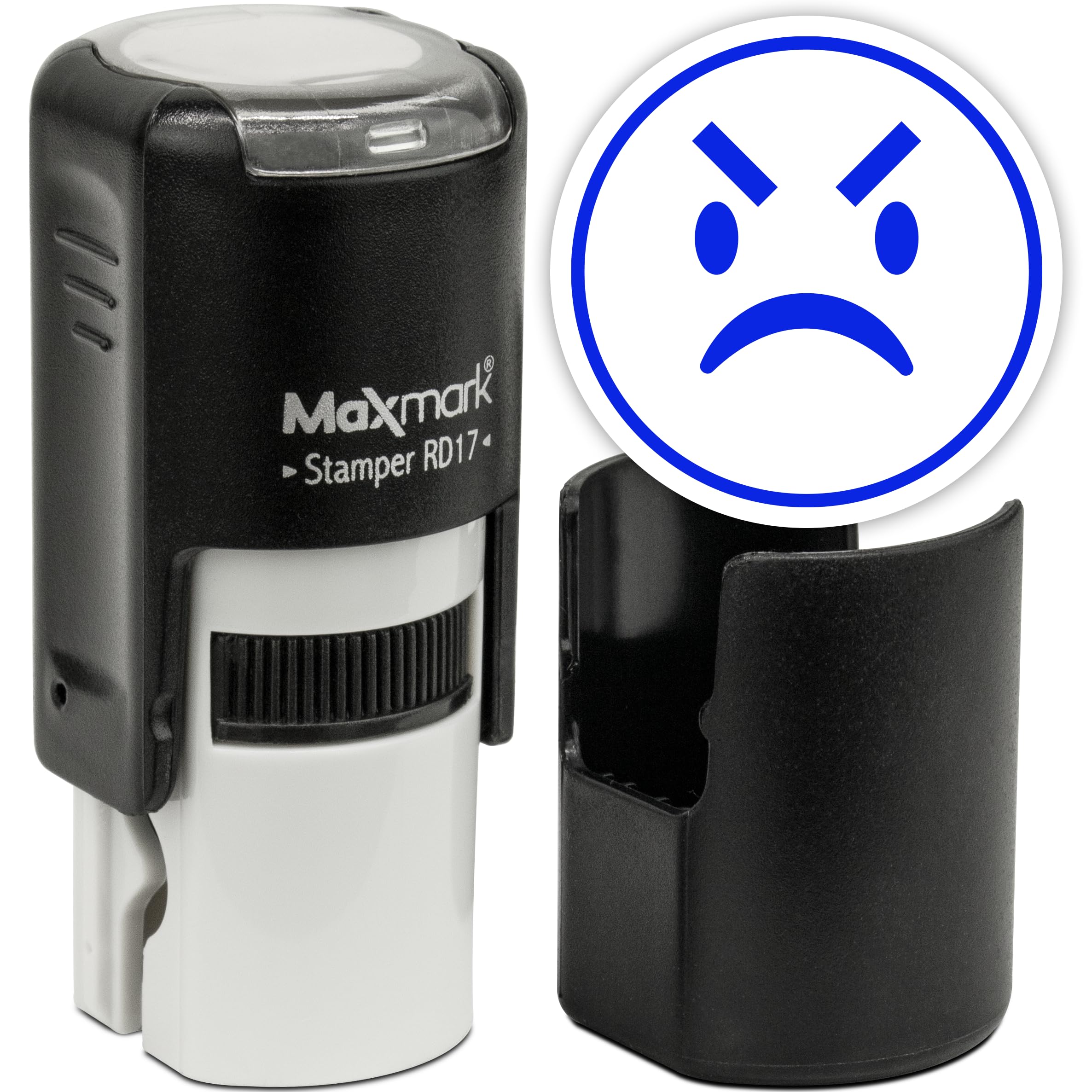MaxMark Round Self Inking Emoji Stamp - Angry