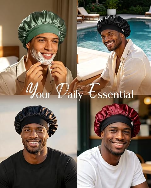 YANIBEST SMALL SATIN BONNET FOR MEN, HAIR BONNET FOR SHORT HAIR WAVES, STAY-ON NIGHT CAP, DAILY USE FOR SLEEPING GYM OUTDOOR, ROYAL BLUE