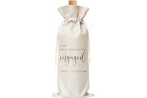 TEDEA Engegement Wine Gift Bag, Wine Bag for Getting Married, Engagement, Bride and Groom, Couples, Her, Him, Wedding, Save the Date Wedding, 1 Pc Burlap Wine Bottle Cover Bag (a15)