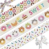 YKW 4 Pack Donut Grosgrain Ribbon, 7/8" x 5 Yards Each - Cute Animal Donuts, Sweet Characters, Sprinkles & Colorful Donuts Patterns for Crafts, Gift Wrapping, Party Decoration & Baking Gifts